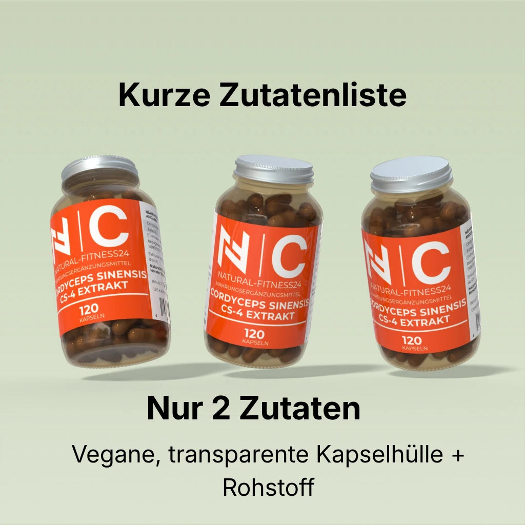 Cordyceps Extrakt Kapseln von Natural-Fitness24 nur 2 Zutaten