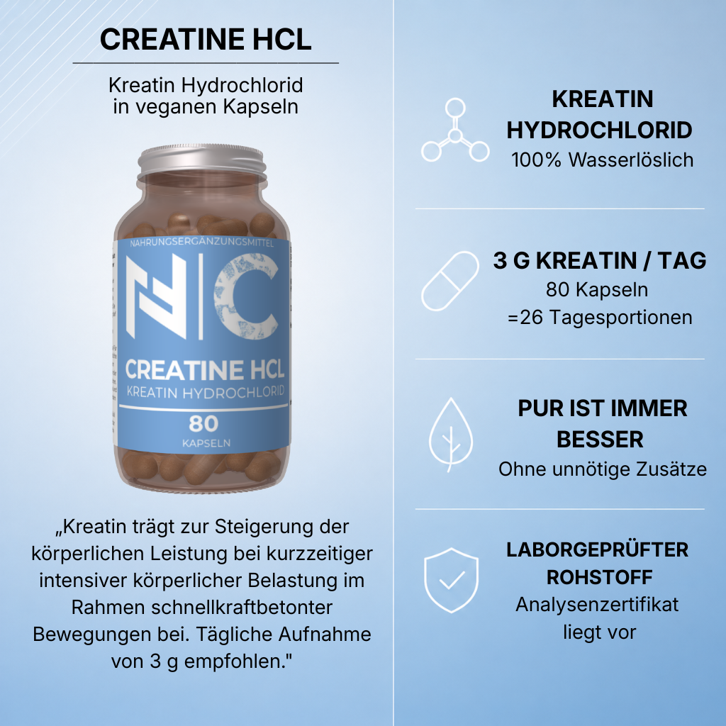 Natural-Fitness24 Creatin HCL Hydrochlorid Kapseln besser als Monohydrat