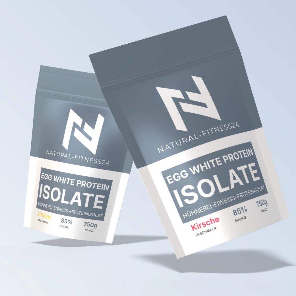 Egg Protein Isolat in verschiedenen Geschmacksrichtungen Kirsche, Waldfrucht, Pfirsich-Eistee und  Waldfrucht. 85% Eiweissanteil von Natural-Fitness24 Whey Alternative