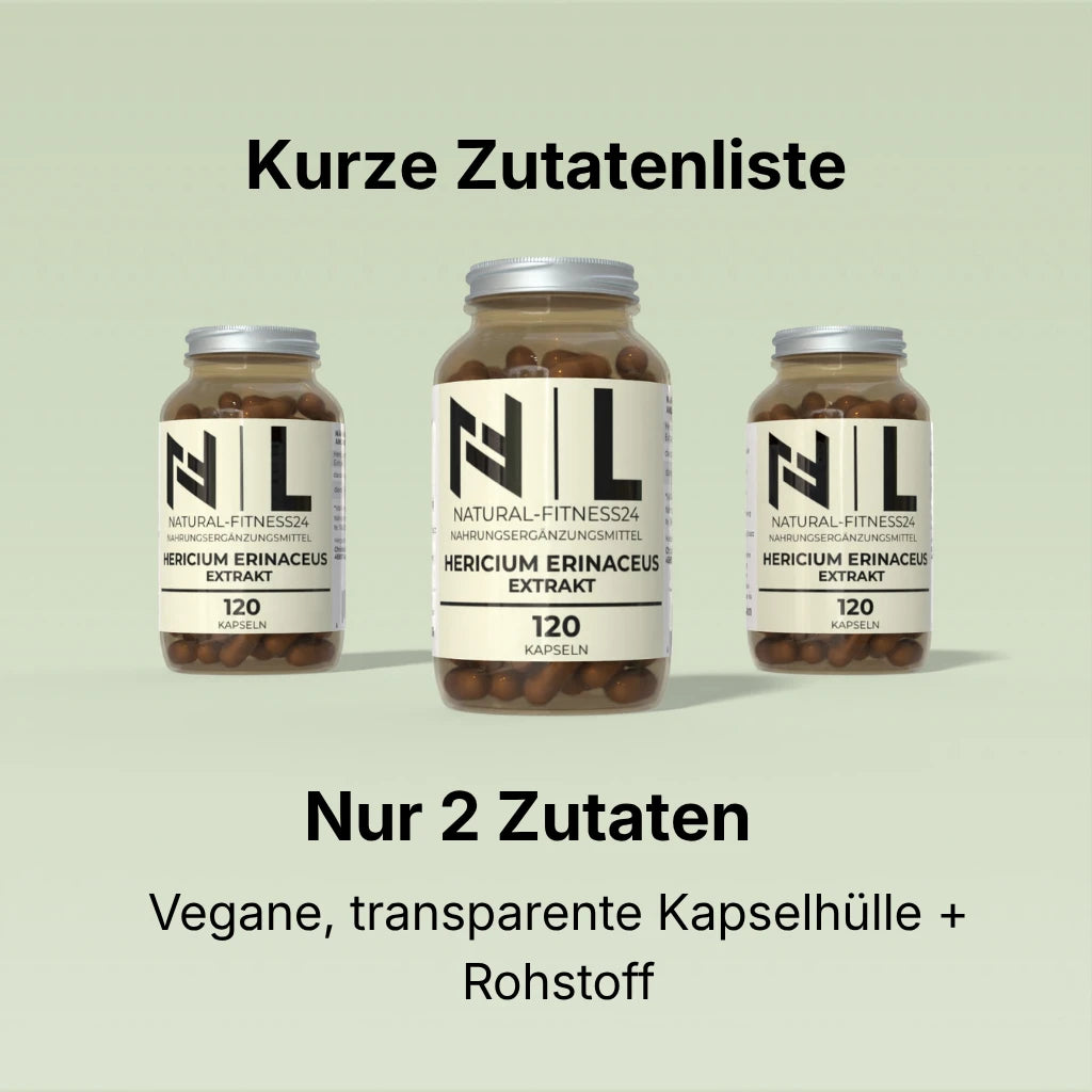  Hericium erinaceus Extrakt Kapseln vegan von NF24 120 Caps kurze Zutatenliste