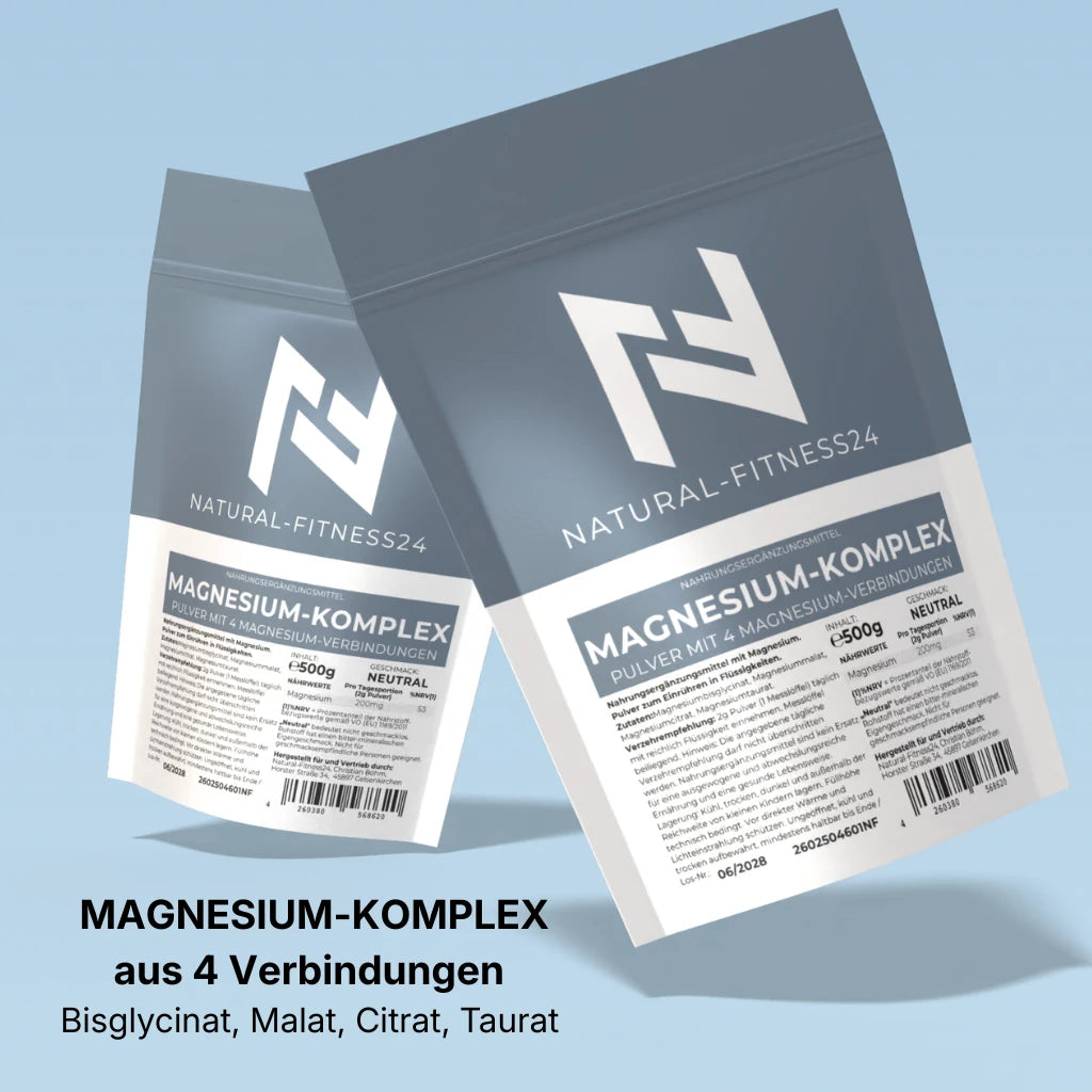 Magnesium Komplex Pulver 500 g – 4-fach Magnesium mit Bisglycinat, Citrat, Malat & Taurat