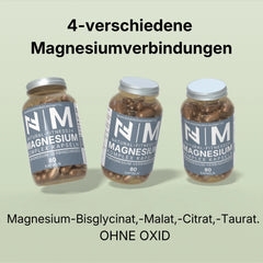 NF24 Magnesium Komplex Kapseln aus Citrat , Bisglycinat, Malat, Taurat , vegan ohne Oxid von Natural-Fitness24