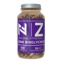 Natural-Fitness24 Zink Bisglycinat 120 Kapseln vegan mit 25mg elementarem Zink pro Kapsel