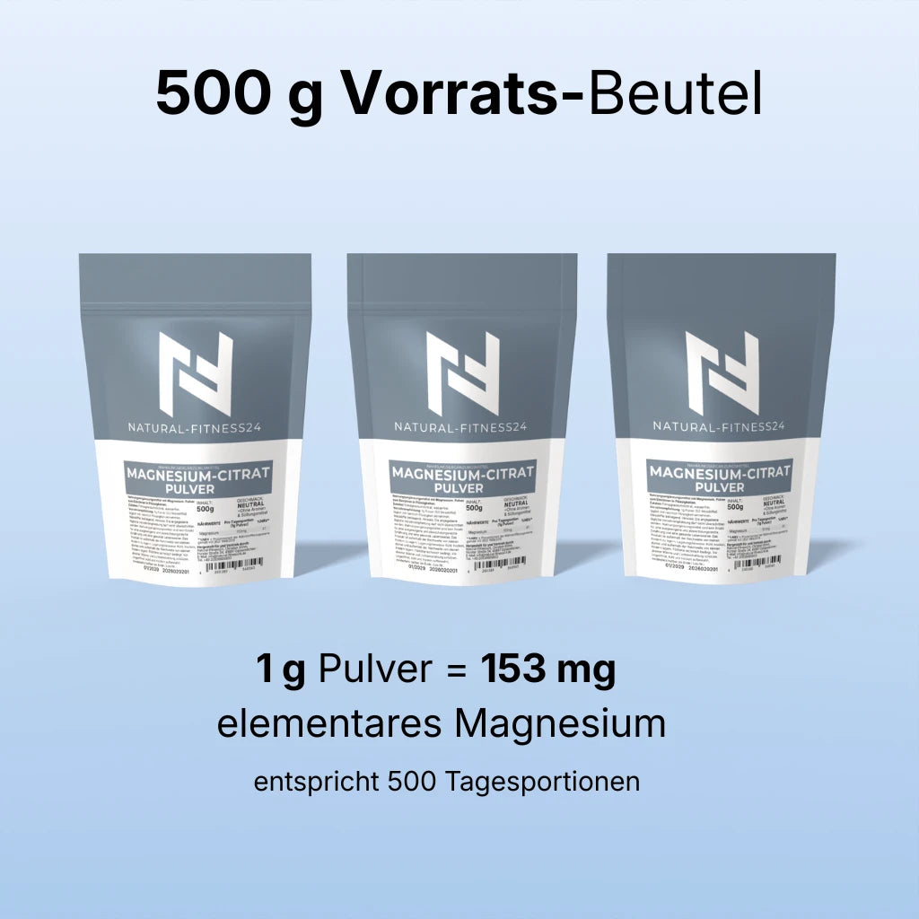 Natural-Fitness24 magnesium-Citrat 500g Pulver für 500 Tage