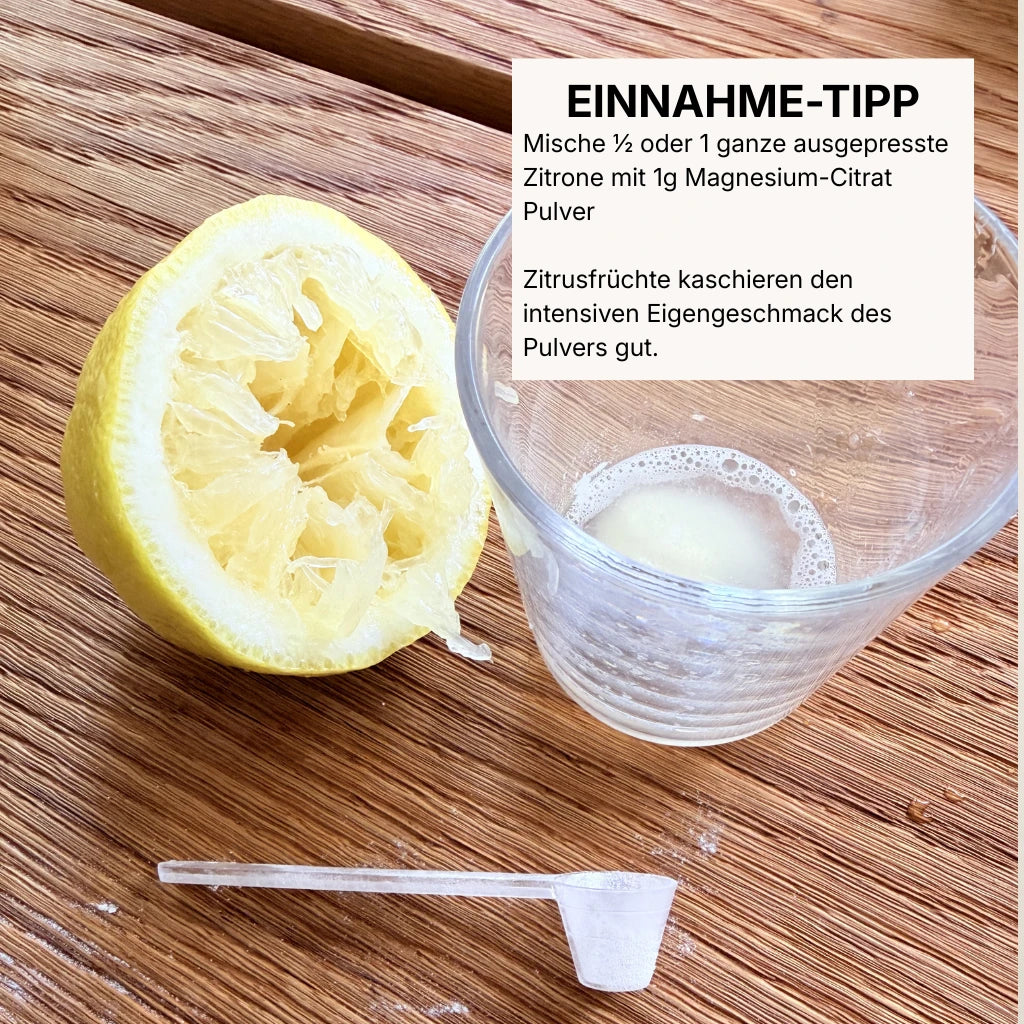 Einnahme-Tipp Mische es mit einer ausgepressten Zitrone zusammen.