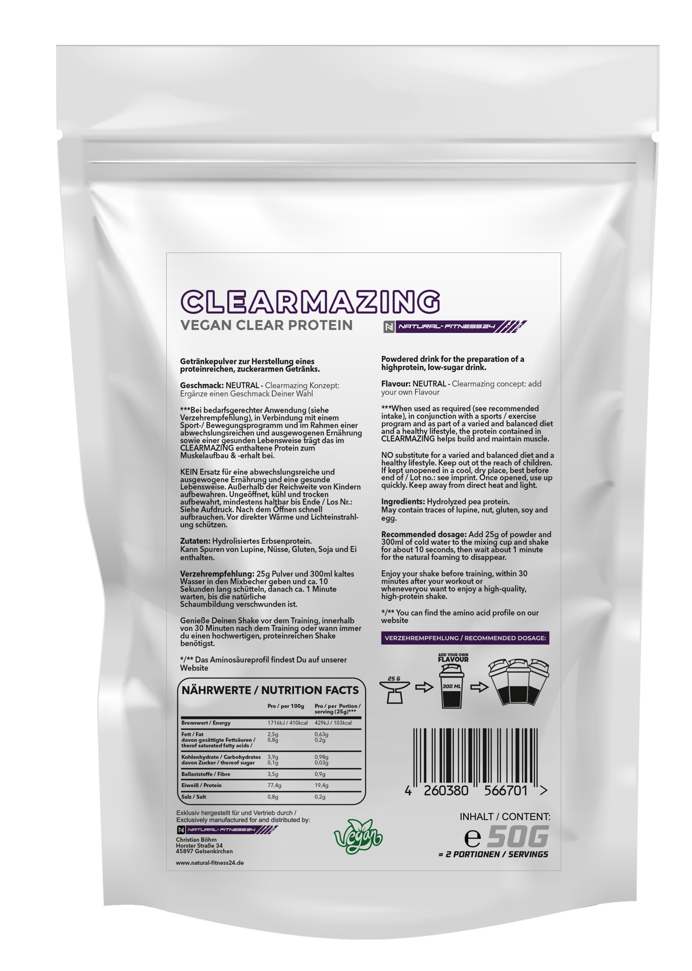 clear protein neutral vegan probe