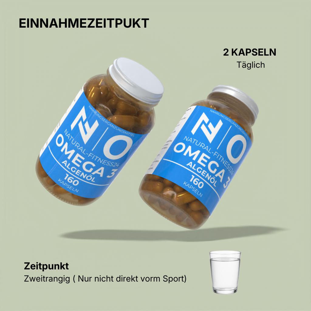 Vegane Omega 3 Algenöl Kapseln EPA DHA 160Kapseln Wann einnehmen?