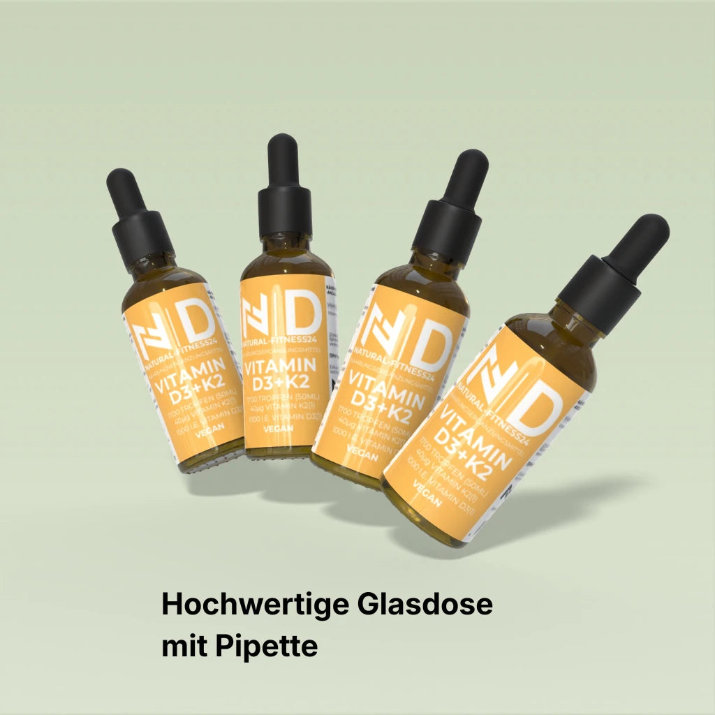 Glasdose von NF24 D3K2 mit Pipette zur Dosierung