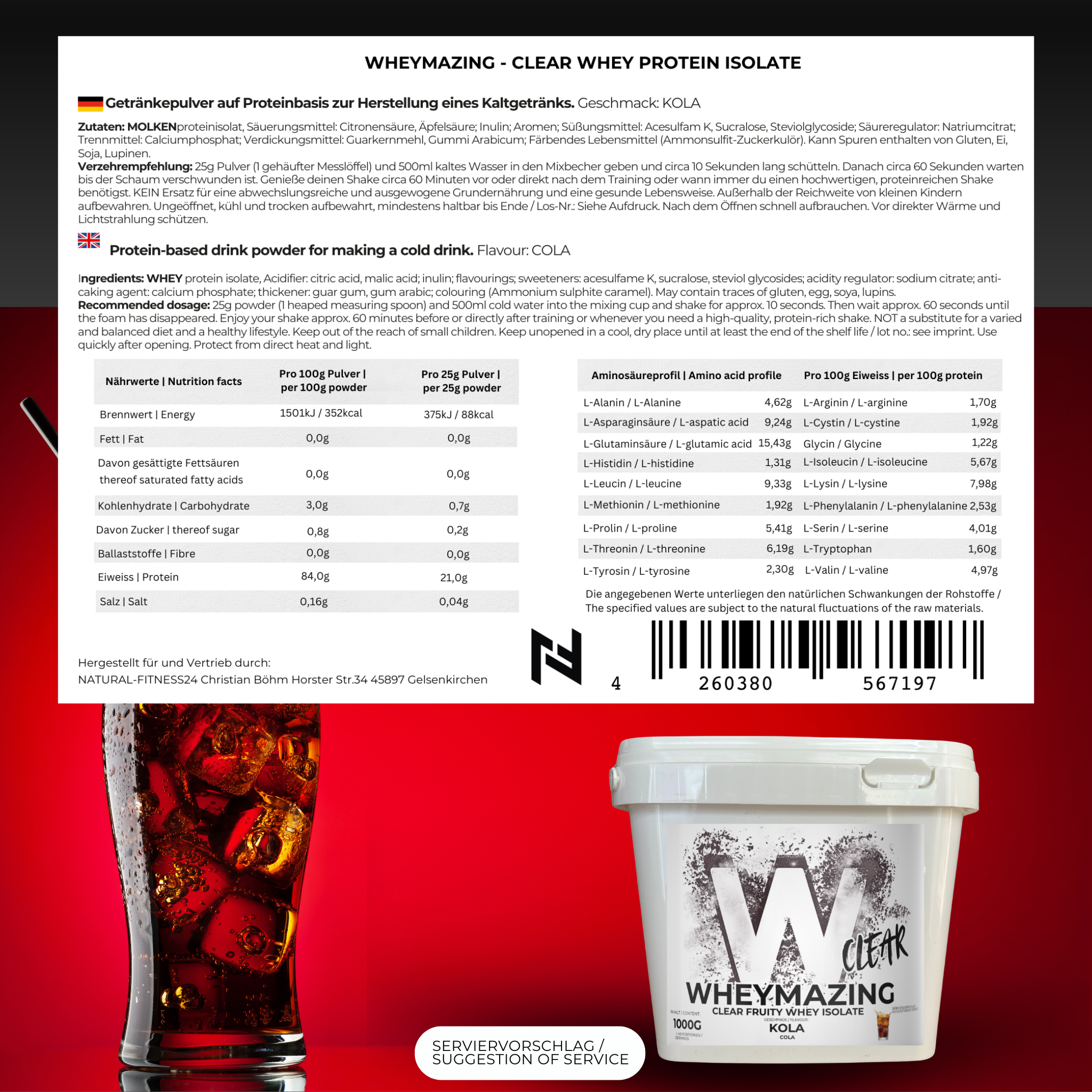 Wheymazing - Clear Fruity Whey Isolat 1Kg