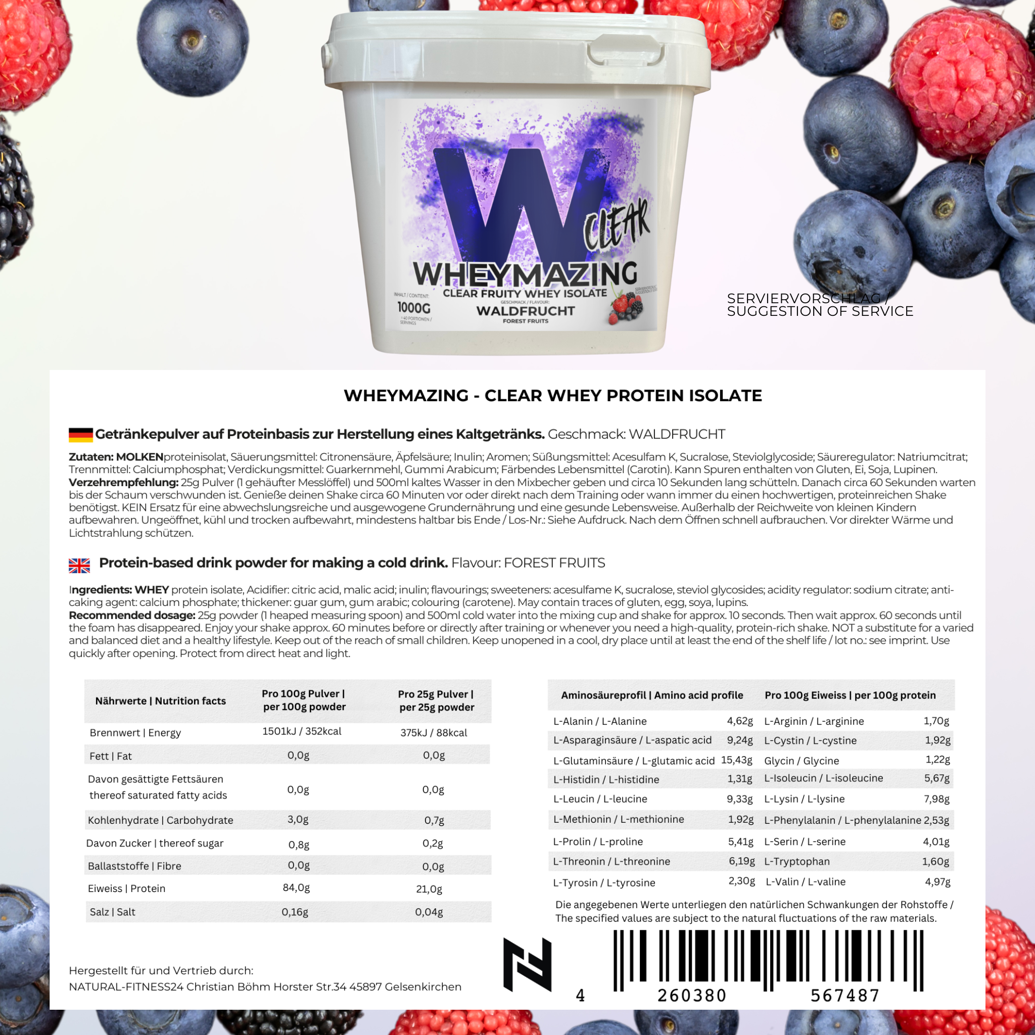 Wheymazing - Clear Fruity Whey Isolat 1Kg