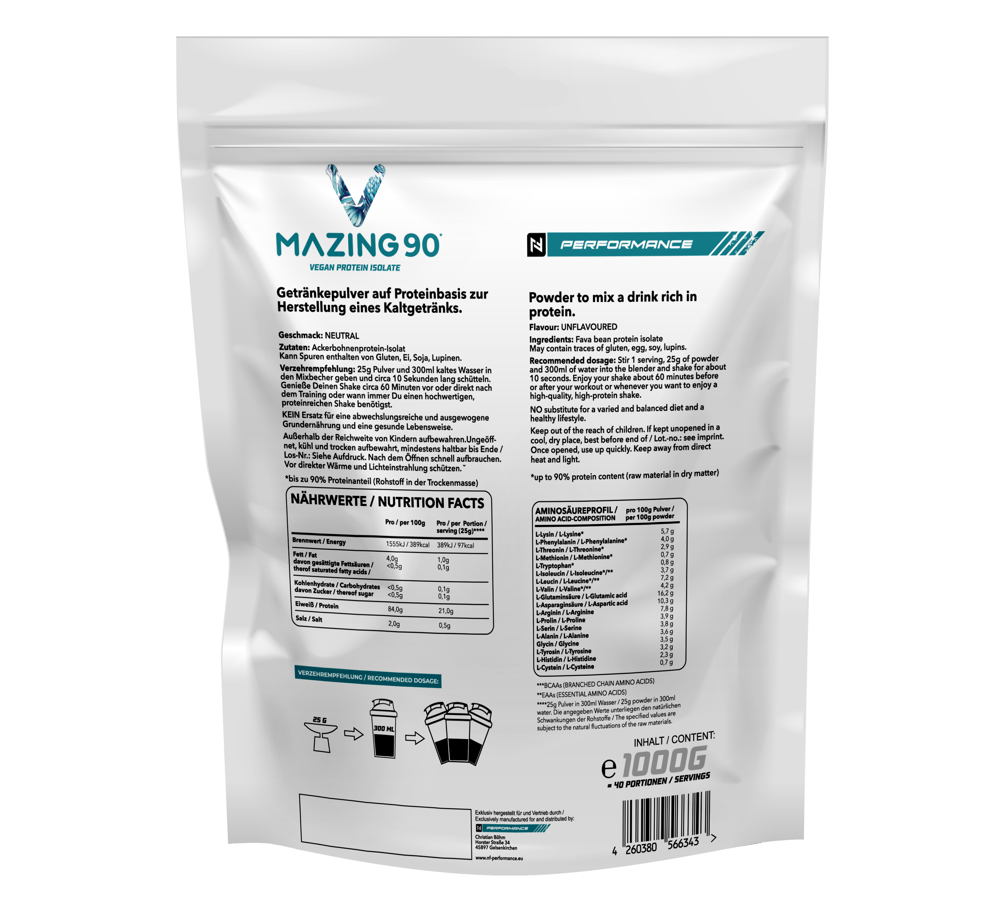 Neutrales veganes Eiweisspulver