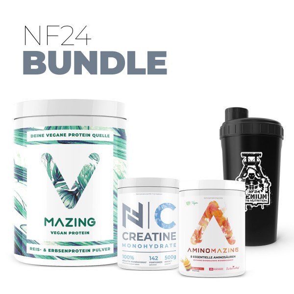 "NF24 Bundle 5" - Vmazing + Aminomazing 2.0 + Creatin Monohydrat 500g Pulver + Shaker zum Vorteilspr