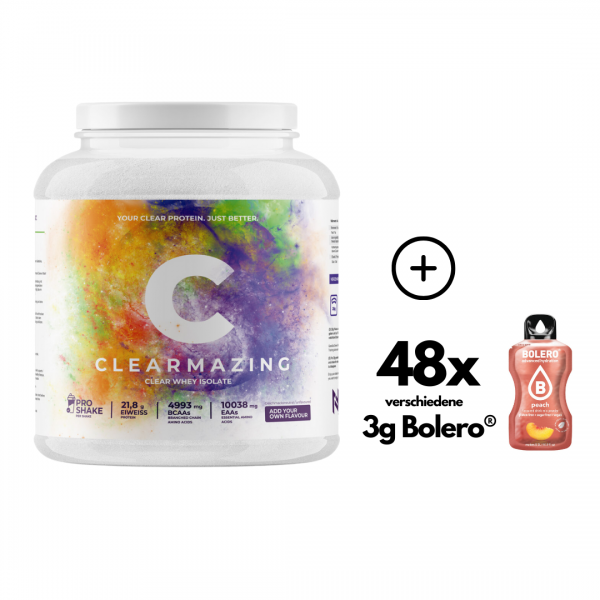 Clearmazing-Bolero®-Bundle - 1Kg Clear Whey Protein + 48x3g Bolero® Geschmackspulver