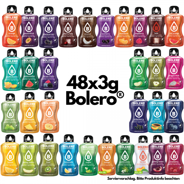 Bolero® 48er Mixbox à 3g Sachets - Zuckerfreies Instant Erfrischungsgetränk